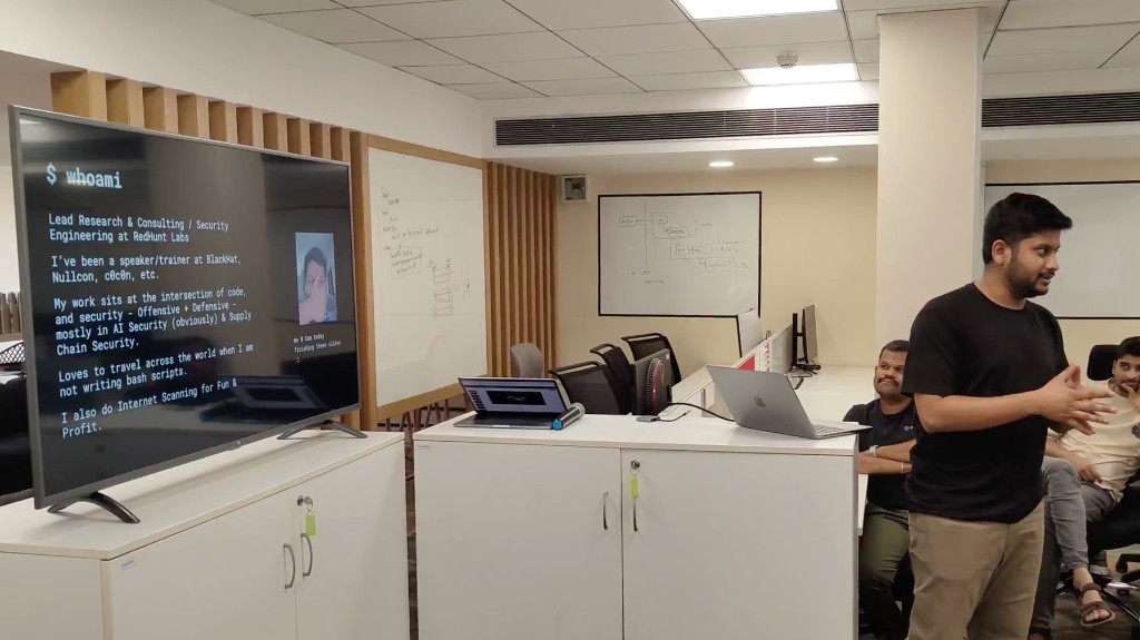 Lightning talk with terminal profile slide on display