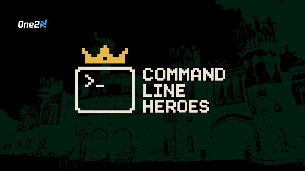 Command Line Heroes logo wallpaper over dark architectural background